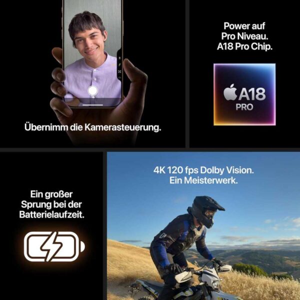 Apple iPhone 16 Pro 1 TB: 5G Handy mit Kamerasteuerung, 4K 120 fps Dolby Vision und einem großen Sprung bei der Batterielaufzeit. Funktioniert mit AirPods, Titan Wüstensand – Bild 5